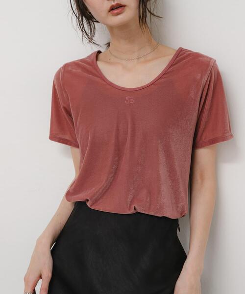 SENSE OF PLACE by URBAN RESEARCH(センスオブプレイスバイアーバンリサーチ)の「2WAYシシュウベロアTシャツ(Tシャツ/カットソー・レディース・ブラウン/ネイビー/ピンク・ONE)」の3枚目の写真
