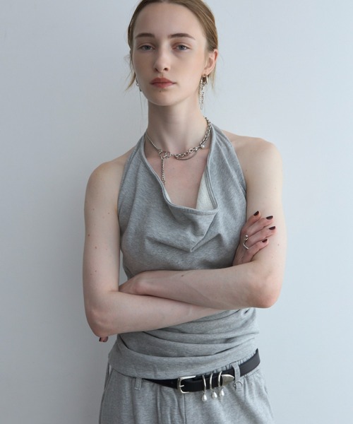 JOSE MOON(ジョゼムーン)の「DRAPE BIO CUTSEW/ドレープバイオカットソー(Tシャツ/カットソー・レディース・ブラック/グレー/ホワイト・FREE)」の2枚目の写真