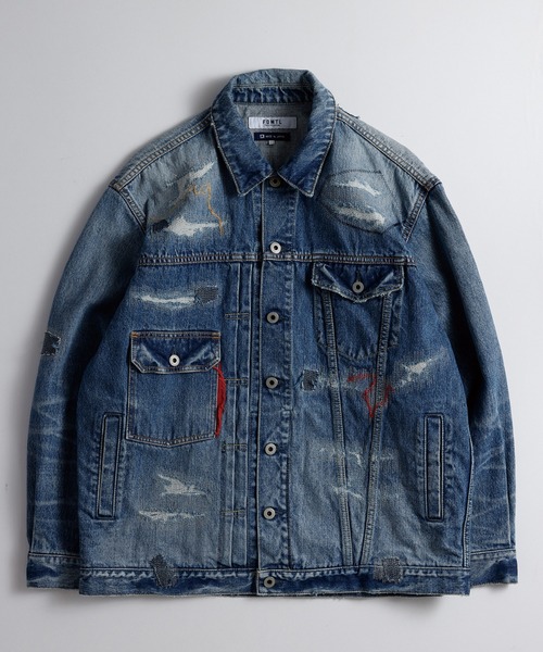 FDMTL（ファンダメンタル）の「FDMTL/ファンダメンタル/ASYMMETRY DENIM JACKET 10YR WASH（デニムジャケット・メンズ・インディゴブルー・4/3/2/1）」の2枚目の写真