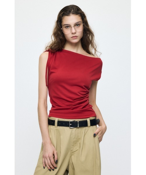 MOUSSY(マウジー)の「ASYMMETRY NECK RIBBON トップス(タンクトップ・レディース・ホワイト/レッド/ブラック・FREE)」の11枚目の写真