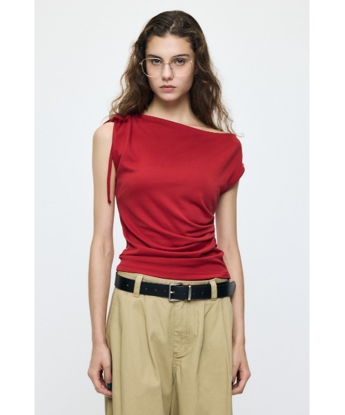 MOUSSY(マウジー)の「ASYMMETRY NECK RIBBON トップス(タンクトップ・レディース・ホワイト/レッド/ブラック・FREE)」の14枚目の写真
