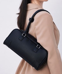 Fermea(フェルメア) シンプル スムース 横長 ワイドボストンバッグ ハンドバッグ