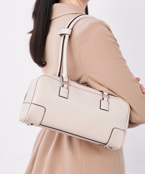 MURA（ムラ）の「Fermea（フェルメア） シンプル スムース 横長 ワイドボストンバッグ ハンドバッグ（ハンドバッグ・レディース・ダークブラウン/ブラウン/オフホワイト/ブラック・FREE）」の12枚目の写真
