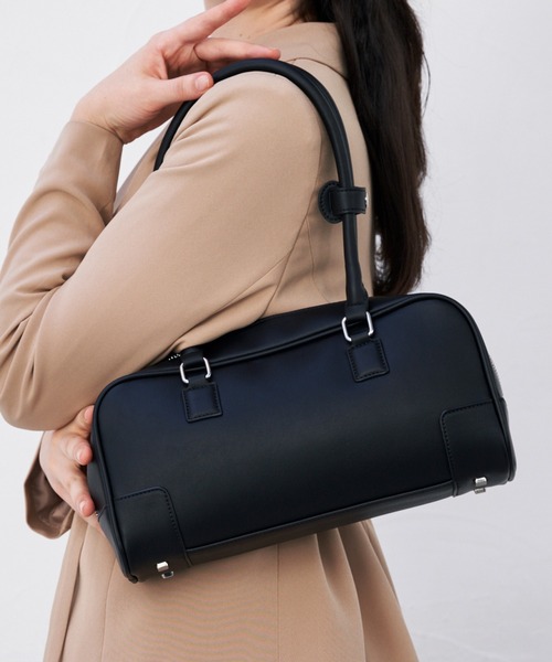 MURA（ムラ）の「Fermea（フェルメア） シンプル スムース 横長 ワイドボストンバッグ ハンドバッグ（ハンドバッグ・レディース・ダークブラウン/ブラウン/オフホワイト/ブラック・FREE）」の5枚目の写真