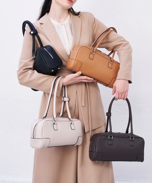 MURA（ムラ）の「Fermea（フェルメア） シンプル スムース 横長 ワイドボストンバッグ ハンドバッグ（ハンドバッグ・レディース・ダークブラウン/ブラウン/オフホワイト/ブラック・FREE）」の15枚目の写真