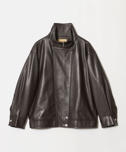UNITED ARROWS(ユナイテッドアローズ)の「スタンドカラー レザーライク ブルゾン(ブルゾン・レディース・ダークブラウン/ブラック・38/36)」の18枚目の写真