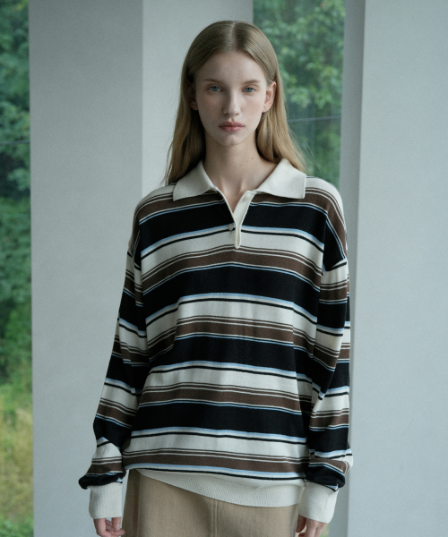 VLETI（ブレッティ）の「Wool Striped Collar Knit (ivory)（ニット/セーター・レディース・アイボリー・FREE）」の2枚目の写真