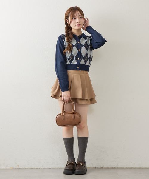 Another Branch olive des olive（アナザーブランチオリーブデオリーブ）の「アーガイル襟ニット（カーディガン/ボレロ・レディース・ブラウン/ネイビー/ブラック/チャコールグレー・FREE）」の6枚目の写真