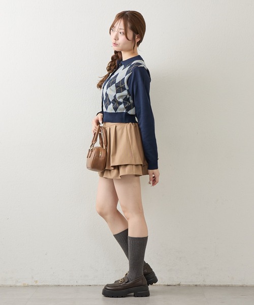 Another Branch olive des olive（アナザーブランチオリーブデオリーブ）の「アーガイル襟ニット（カーディガン/ボレロ・レディース・ブラウン/ネイビー/ブラック/チャコールグレー・FREE）」の8枚目の写真