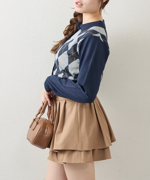 Another Branch olive des olive（アナザーブランチオリーブデオリーブ）の「アーガイル襟ニット（カーディガン/ボレロ・レディース・ブラウン/ネイビー/ブラック/チャコールグレー・FREE）」の17枚目の写真