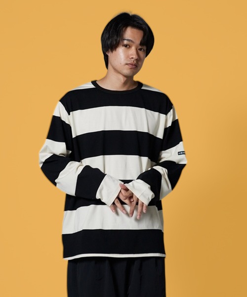 OK YESTERDAY(オッケーイエスタデイ)の「OK YESTERDAY / オーケー イエスタデイ ワイドボーダーロンT/Wide-Striped Long-Sleeve T-Shirt(Tシャツ/カットソー・メンズ・ホワイト×ネイビー/ホワイト×ブラック/ブラック×グレー・L/M)」の1枚目の写真