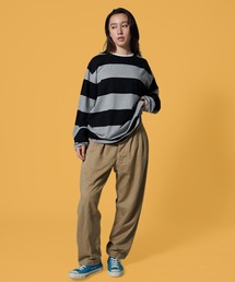 OK YESTERDAY / オーケー イエスタデイ ワイドボーダーロンT/Wide-Striped Long-Sleeve T-Shirt