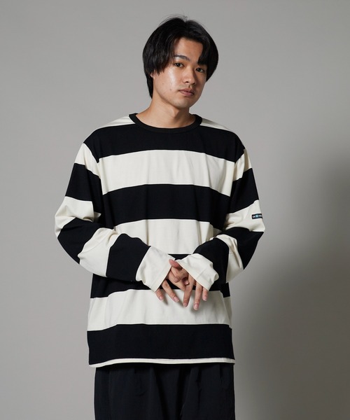 OK YESTERDAY(オッケーイエスタデイ)の「OK YESTERDAY / オーケー イエスタデイ ワイドボーダーロンT/Wide-Striped Long-Sleeve T-Shirt(Tシャツ/カットソー・メンズ・ホワイト×ネイビー/ホワイト×ブラック/ブラック×グレー・L/M)」の5枚目の写真