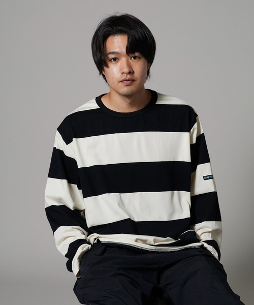 OK YESTERDAY(オッケーイエスタデイ)の「OK YESTERDAY / オーケー イエスタデイ ワイドボーダーロンT/Wide-Striped Long-Sleeve T-Shirt(Tシャツ/カットソー・メンズ・ホワイト×ネイビー/ホワイト×ブラック/ブラック×グレー・L/M)」の6枚目の写真
