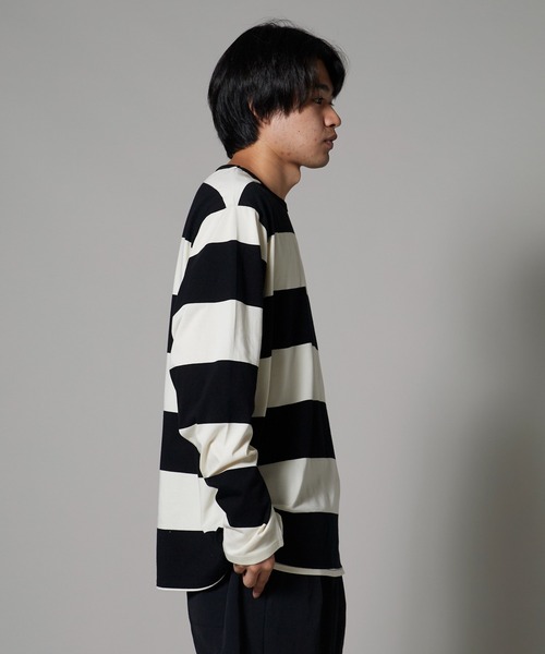 OK YESTERDAY(オッケーイエスタデイ)の「OK YESTERDAY / オーケー イエスタデイ ワイドボーダーロンT/Wide-Striped Long-Sleeve T-Shirt(Tシャツ/カットソー・メンズ・ホワイト×ネイビー/ホワイト×ブラック/ブラック×グレー・L/M)」の8枚目の写真