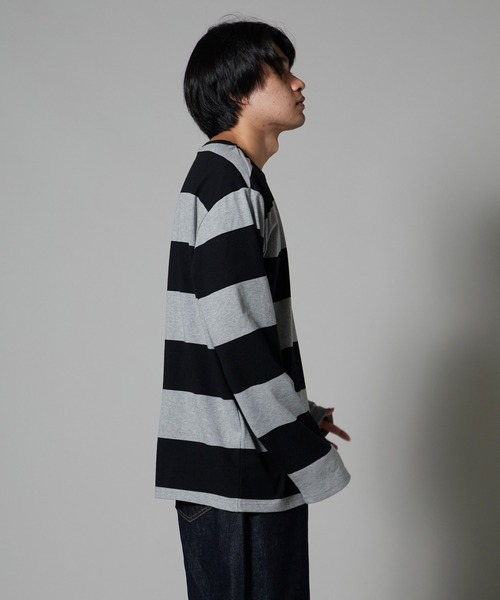 OK YESTERDAY(オッケーイエスタデイ)の「OK YESTERDAY / オーケー イエスタデイ ワイドボーダーロンT/Wide-Striped Long-Sleeve T-Shirt(Tシャツ/カットソー・メンズ・ホワイト×ネイビー/ホワイト×ブラック/ブラック×グレー・L/M)」の22枚目の写真