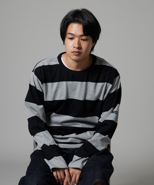 OK YESTERDAY(オッケーイエスタデイ)の「OK YESTERDAY / オーケー イエスタデイ ワイドボーダーロンT/Wide-Striped Long-Sleeve T-Shirt(Tシャツ/カットソー・メンズ・ホワイト×ネイビー/ホワイト×ブラック/ブラック×グレー・L/M)」の19枚目の写真
