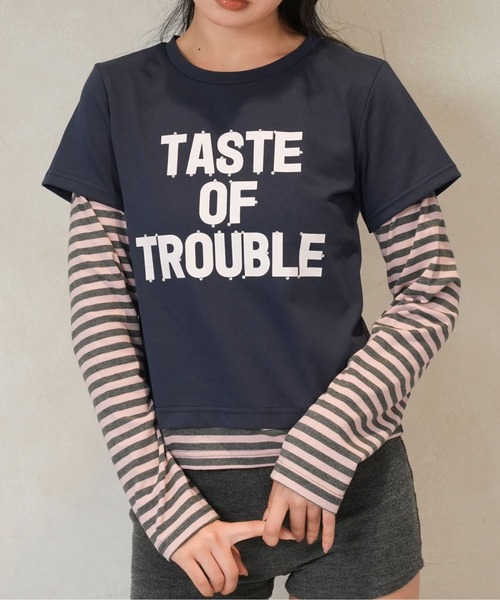 sedacle girl(セダクルガール)の「ボーダーレイヤードロンT(Tシャツ/カットソー・レディース・ブルー/ピンク/ターコイズブルー・SMALL/MEDIUM)」の3枚目の写真