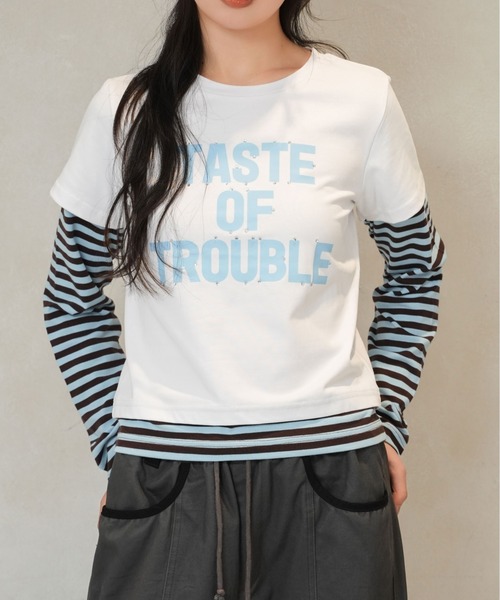 sedacle girl(セダクルガール)の「ボーダーレイヤードロンT(Tシャツ/カットソー・レディース・ブルー/ピンク/ターコイズブルー・SMALL/MEDIUM)」の1枚目の写真