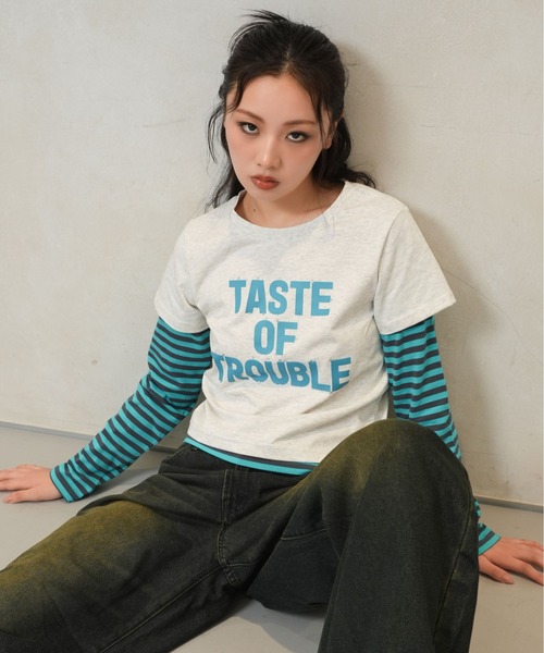 sedacle girl(セダクルガール)の「ボーダーレイヤードロンT(Tシャツ/カットソー・レディース・ブルー/ピンク/ターコイズブルー・SMALL/MEDIUM)」の4枚目の写真