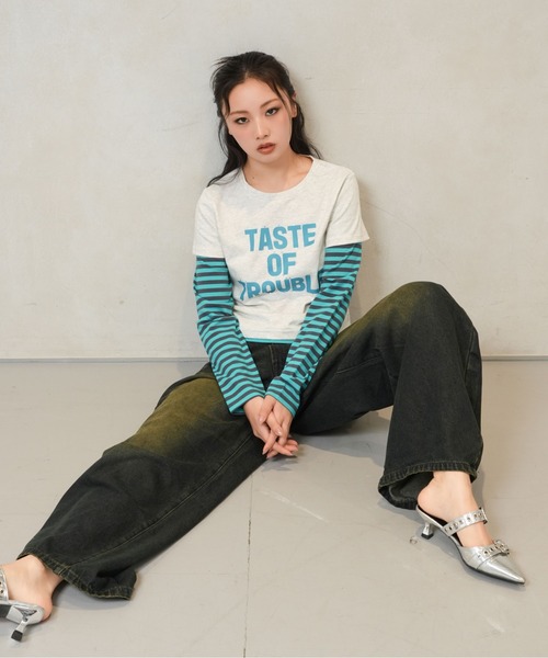 sedacle girl(セダクルガール)の「ボーダーレイヤードロンT(Tシャツ/カットソー・レディース・ブルー/ピンク/ターコイズブルー・SMALL/MEDIUM)」の5枚目の写真