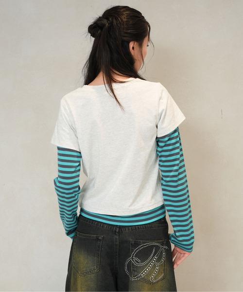 sedacle girl(セダクルガール)の「ボーダーレイヤードロンT(Tシャツ/カットソー・レディース・ブルー/ピンク/ターコイズブルー・SMALL/MEDIUM)」の11枚目の写真