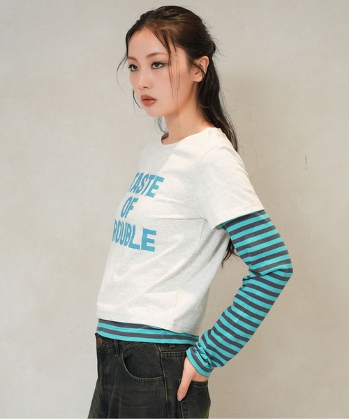 sedacle girl(セダクルガール)の「ボーダーレイヤードロンT(Tシャツ/カットソー・レディース・ブルー/ピンク/ターコイズブルー・SMALL/MEDIUM)」の9枚目の写真