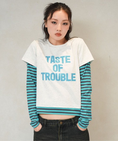 sedacle girl(セダクルガール)の「ボーダーレイヤードロンT(Tシャツ/カットソー・レディース・ブルー/ピンク/ターコイズブルー・SMALL/MEDIUM)」の6枚目の写真