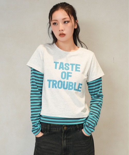 sedacle girl(セダクルガール)の「ボーダーレイヤードロンT(Tシャツ/カットソー・レディース・ブルー/ピンク/ターコイズブルー・SMALL/MEDIUM)」の7枚目の写真