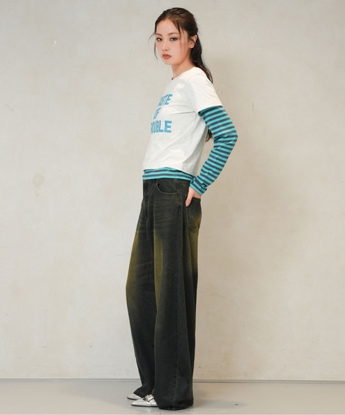 sedacle girl(セダクルガール)の「ボーダーレイヤードロンT(Tシャツ/カットソー・レディース・ブルー/ピンク/ターコイズブルー・SMALL/MEDIUM)」の14枚目の写真