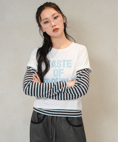 sedacle girl(セダクルガール)の「ボーダーレイヤードロンT(Tシャツ/カットソー・レディース・ブルー/ピンク/ターコイズブルー・SMALL/MEDIUM)」の21枚目の写真