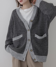 コンビネーションカラーVネックカーディガン