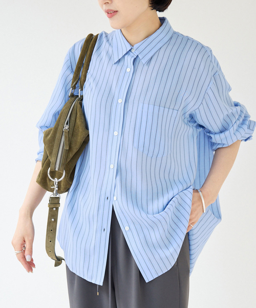 IENA(イエナ)の「キュプラストライプシャツ(シャツ/ブラウス・レディース・ブラウン/ブルー・FREE)」の2枚目の写真