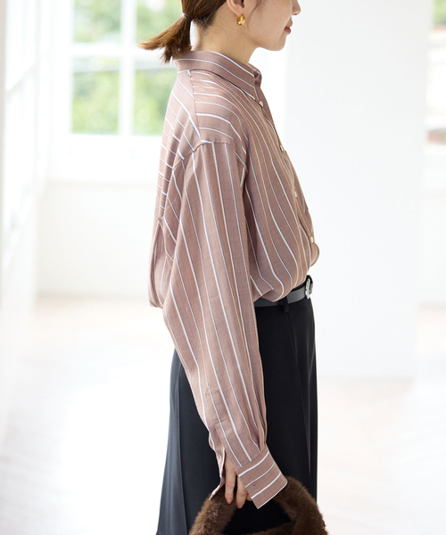 IENA(イエナ)の「キュプラストライプシャツ(シャツ/ブラウス・レディース・ブラウン/ブルー・FREE)」の6枚目の写真