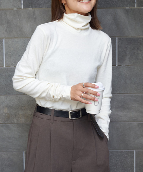 OUTDOOR PRODUCTS（アウトドアプロダクツ）の「スラブジャージータートルネック（Tシャツ/カットソー・レディース・ホワイト/チャコールグレー・FREE）」の18枚目の写真
