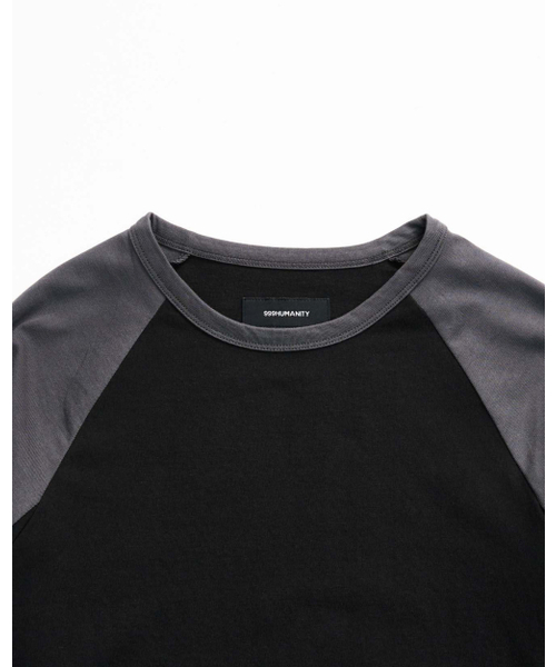 999HUMANITY(999ヒューマニティ)の「デュアルトーンラグランロングスリーブTシャツ(ブラック)(Tシャツ/カットソー・メンズ・その他・OS/1(S)/2(M)/3(L))」の9枚目の写真