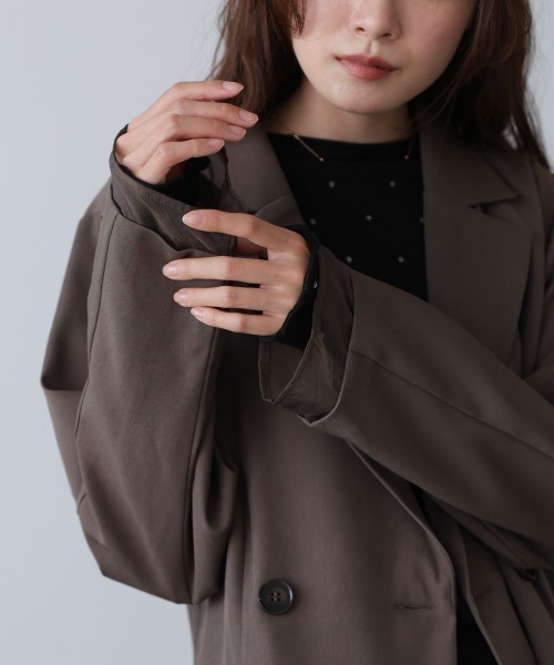 Bab(バブ)の「シアー切替ダブルテーラードジャケット(テーラードジャケット・レディース・ブラウン/チャコールグレー・M)」の12枚目の写真