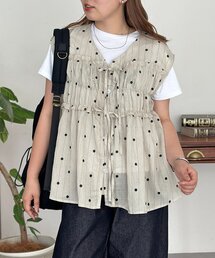 前リボンドットベスト