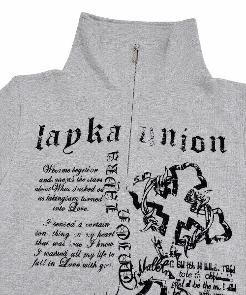 Never mind the XU / Chikashitsu+(ネバーマインド ザ エックスユー / チカシツプラス)の「【BABY09】y2k print slim zipup top / 【ベイビーナイン】ロゴプリントスリムジップアップ長袖Tシャツ(Tシャツ/カットソー・レディース・ブラック/グレー・M)」の15枚目の写真