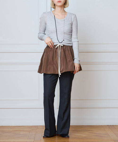HAKUJI（ハクジ）の「HAKUJI ハクジ ウールリブ LS プルオーバー  H232632（Tシャツ/カットソー・レディース・ホワイト/チャコールグレー・FREE）」の6枚目の写真