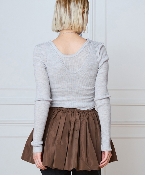 HAKUJI（ハクジ）の「HAKUJI ハクジ ウールリブ LS プルオーバー  H232632（Tシャツ/カットソー・レディース・ホワイト/チャコールグレー・FREE）」の9枚目の写真