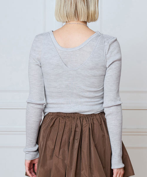 HAKUJI（ハクジ）の「HAKUJI ハクジ ウールリブ LS プルオーバー  H232632（Tシャツ/カットソー・レディース・ホワイト/チャコールグレー・FREE）」の10枚目の写真