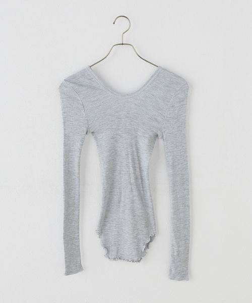 HAKUJI（ハクジ）の「HAKUJI ハクジ ウールリブ LS プルオーバー  H232632（Tシャツ/カットソー・レディース・ホワイト/チャコールグレー・FREE）」の13枚目の写真