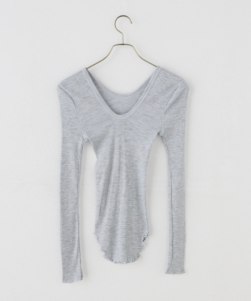 HAKUJI（ハクジ）の「HAKUJI ハクジ ウールリブ LS プルオーバー  H232632（Tシャツ/カットソー・レディース・ホワイト/チャコールグレー・FREE）」の14枚目の写真