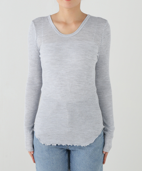 HAKUJI（ハクジ）の「HAKUJI ハクジ ウールリブ LS プルオーバー  H232632（Tシャツ/カットソー・レディース・ホワイト/チャコールグレー・FREE）」の20枚目の写真