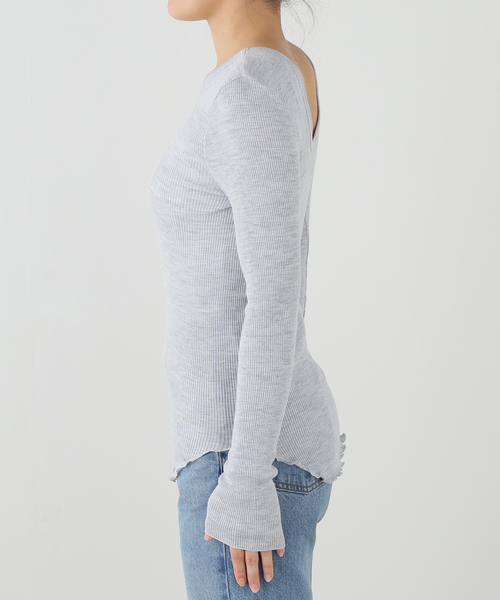 HAKUJI（ハクジ）の「HAKUJI ハクジ ウールリブ LS プルオーバー  H232632（Tシャツ/カットソー・レディース・ホワイト/チャコールグレー・FREE）」の21枚目の写真