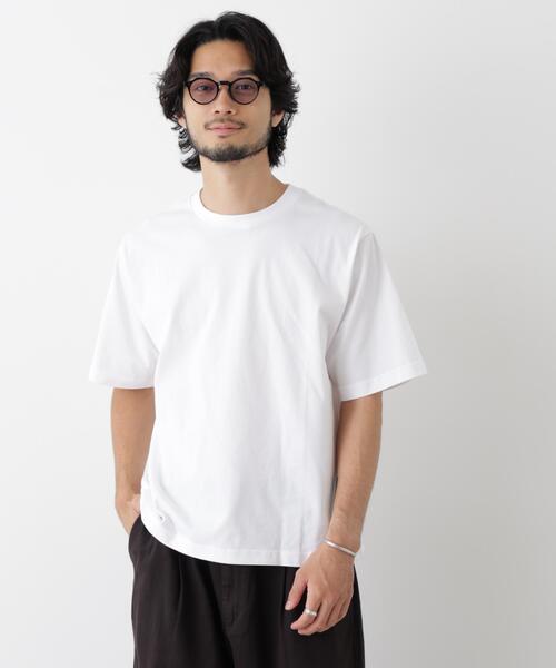 NANO universe(ナノユニバース)の「微起毛クロップドTシャツ 半袖(Tシャツ/カットソー・メンズ・スミクロ/ホワイト/カーキ・M/L/S)」の4枚目の写真