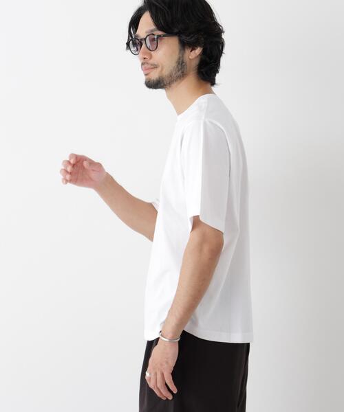 NANO universe(ナノユニバース)の「微起毛クロップドTシャツ 半袖(Tシャツ/カットソー・メンズ・スミクロ/ホワイト/カーキ・M/L/S)」の5枚目の写真