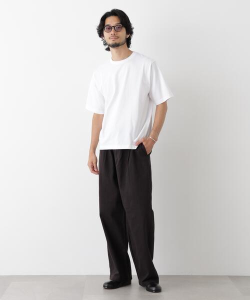 NANO universe(ナノユニバース)の「微起毛クロップドTシャツ 半袖(Tシャツ/カットソー・メンズ・スミクロ/ホワイト/カーキ・M/L/S)」の7枚目の写真
