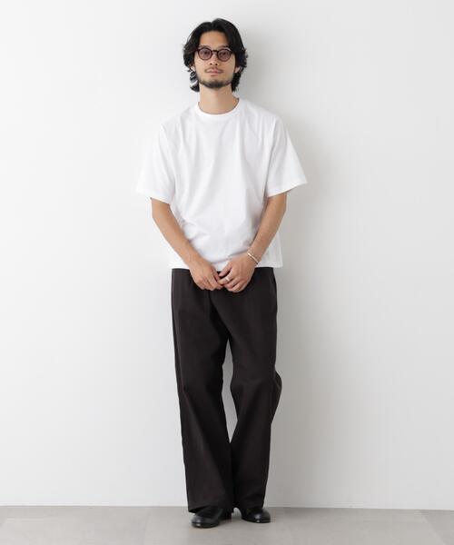 NANO universe(ナノユニバース)の「微起毛クロップドTシャツ 半袖(Tシャツ/カットソー・メンズ・スミクロ/ホワイト/カーキ・M/L/S)」の8枚目の写真